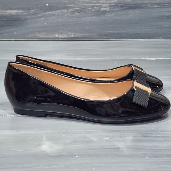 Journee Collection Kim‎ Ballet Flats Black Faux Patent Leather Size 6 - Picture 8 of 13